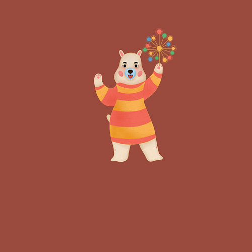 Мужской свитшот Белый медведик / Кирпичный – фото 3