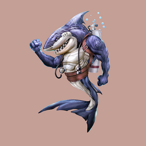 Мужской свитшот Акула - крутой ныряльщик / Пыльно-розовый – фото 3