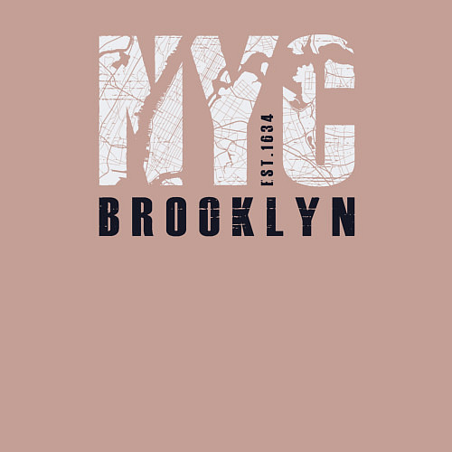 Мужской свитшот NYC - Brooklyn / Пыльно-розовый – фото 3