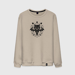 Свитшот хлопковый мужской Тату с летучей мышью для охотника на вампиров, цвет: миндальный