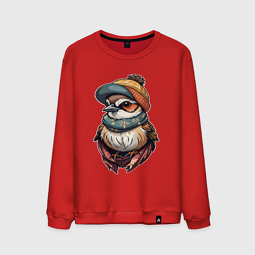 Мужской свитшот Модный воробей / Красный – фото 1