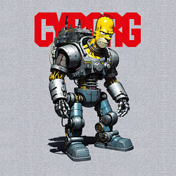 Свитшот хлопковый мужской Cyborg Homer Simpson - ai art fantasy, цвет: меланж — фото 2
