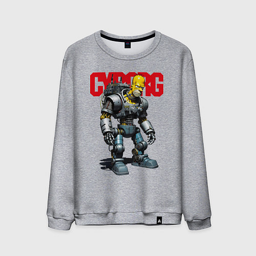 Мужской свитшот Cyborg Homer Simpson - ai art fantasy / Меланж – фото 1