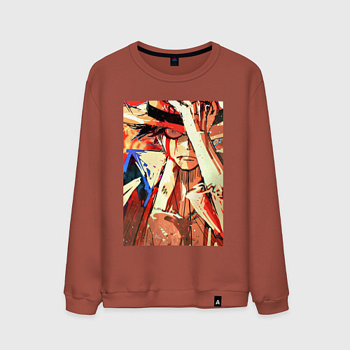 Мужской свитшот Ван-Пис Луффи Монки арт / Кирпичный – фото 1