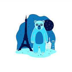 Свитшот хлопковый мужской Медведь в Париже, цвет: белый — фото 2