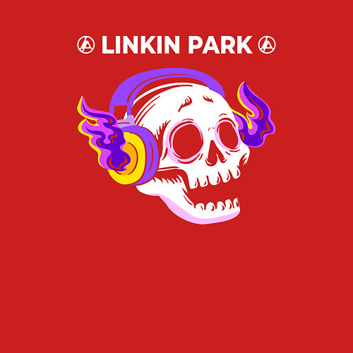Мужской свитшот Linkin Park 2024 - неоновый череп / Красный – фото 3