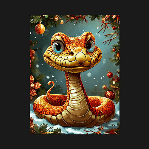 Мужской свитшот Новогодняя золотая змейка / Черный – фото 3