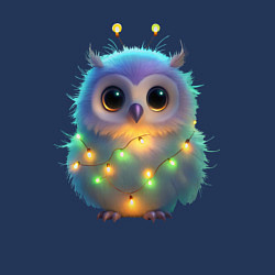 Свитшот хлопковый мужской Сова с гирляндой, цвет: тёмно-синий — фото 2