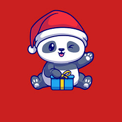 Свитшот хлопковый мужской Новогодняя панда, цвет: красный — фото 2