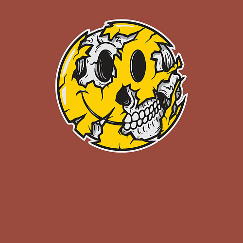 Мужской свитшот Smile skull / Кирпичный – фото 3