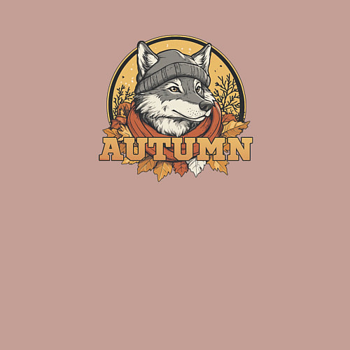 Мужской свитшот Осенний логотип с волком / Пыльно-розовый – фото 3