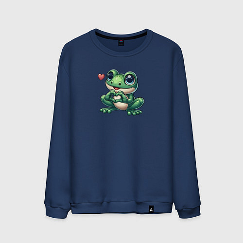 Мужской свитшот Лягушка и сердце / Тёмно-синий – фото 1
