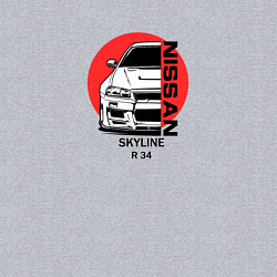 Свитшот хлопковый мужской Nissan skyline на фоне солнца, цвет: меланж — фото 2