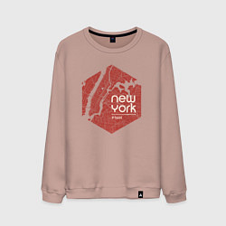 Свитшот хлопковый мужской New York hyped, цвет: пыльно-розовый