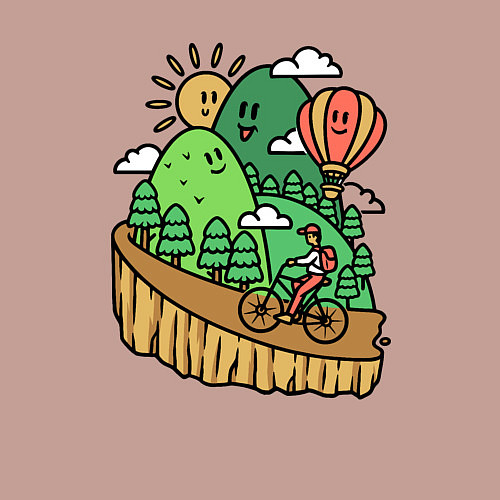 Мужской свитшот Велосипедное путешествие / Пыльно-розовый – фото 3