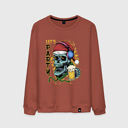 Свитшот хлопковый мужской Skull Santa, цвет: кирпичный