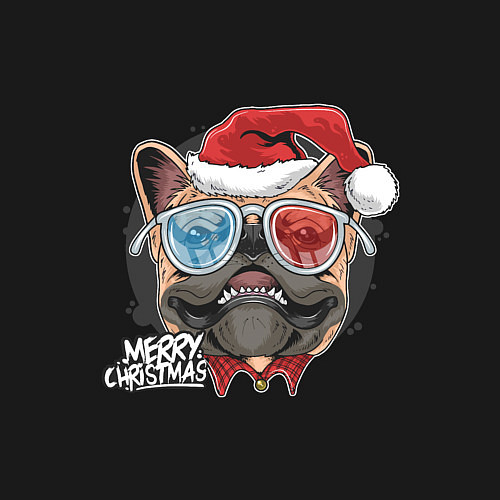 Мужской свитшот Новогодний мопс / Черный – фото 3