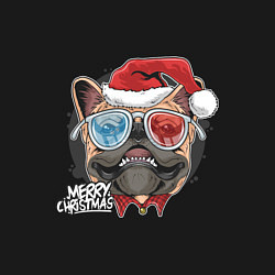 Свитшот хлопковый мужской Новогодний мопс, цвет: черный — фото 2