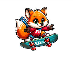 Свитшот хлопковый мужской Лисёнок крутой скейтбордист - нейроарт, цвет: белый — фото 2