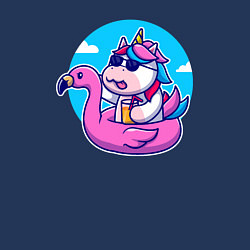 Свитшот хлопковый мужской Единорожек и фламинго, цвет: тёмно-синий — фото 2