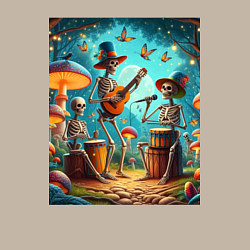 Свитшот хлопковый мужской Трио скелетов музицируют на грибной поляне, цвет: миндальный — фото 2