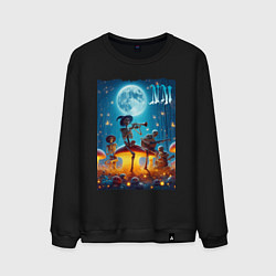 Свитшот хлопковый мужской Musical quartet Neon mushrooms, цвет: черный