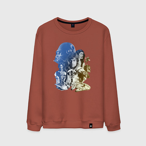 Мужской свитшот Star Wars - characters / Кирпичный – фото 1