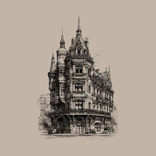 Мужской свитшот Старинный дом / Миндальный – фото 3