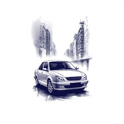 Свитшот хлопковый мужской Автомобиль в синих тонах, цвет: белый — фото 2