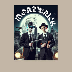 Свитшот хлопковый мужской Гангстеры Морти и Рик - портрет на фоне луны, цвет: миндальный — фото 2