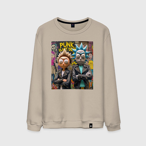 Мужской свитшот Rick an Morty - punk is not dead / Миндальный – фото 1