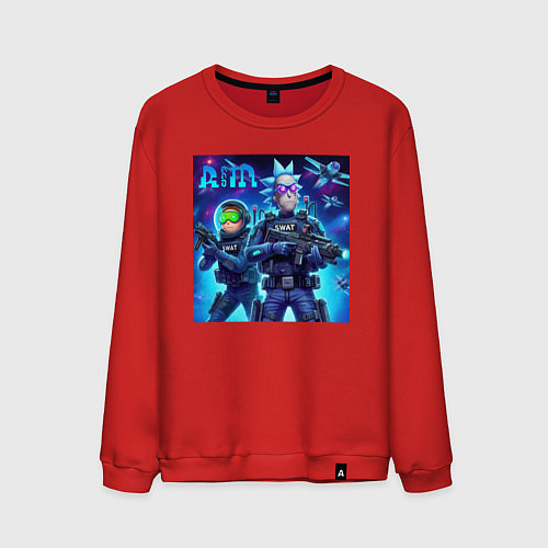 Мужской свитшот Rick and Morty - cosmic special forces / Красный – фото 1