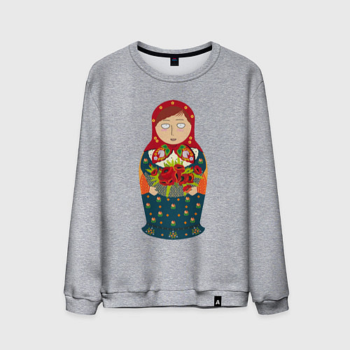 Мужской свитшот Матрёшка милая / Меланж – фото 1