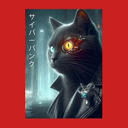 Свитшот хлопковый мужской Black cat - cyberpunk, цвет: красный — фото 2