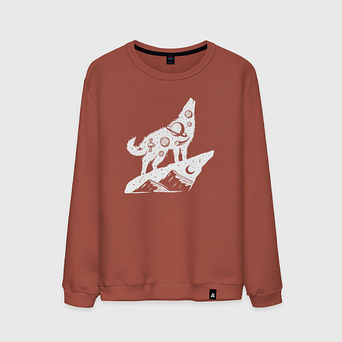 Мужской свитшот Space wolf / Кирпичный – фото 1