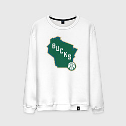Свитшот хлопковый мужской Bucks team, цвет: белый