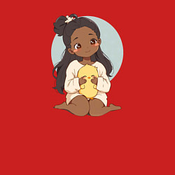 Свитшот хлопковый мужской Цыплёнок в руках девушки, цвет: красный — фото 2