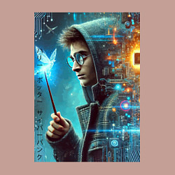 Свитшот хлопковый мужской Гарри Поттер - киберпанк, цвет: пыльно-розовый — фото 2
