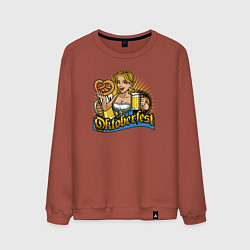 Свитшот хлопковый мужской Oktoberfest girl, цвет: кирпичный