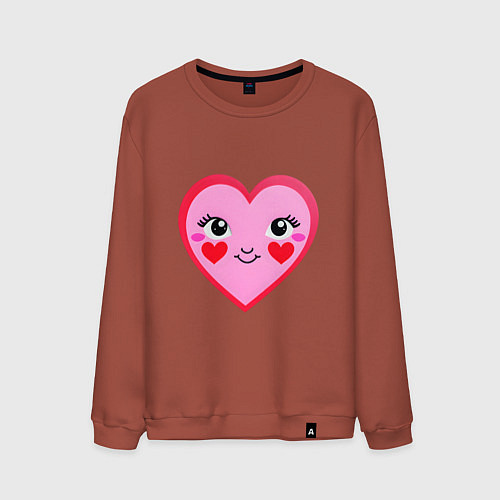 Мужской свитшот Сердечко с глазками / Кирпичный – фото 1