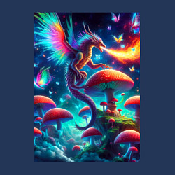 Свитшот хлопковый мужской Сказочный дракон на планете неоновых грибов, цвет: тёмно-синий — фото 2