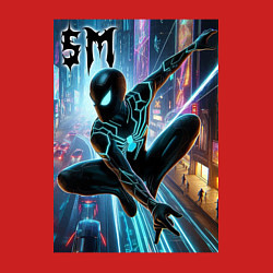 Свитшот хлопковый мужской Neon Spider-man - ai art fantasy, цвет: красный — фото 2