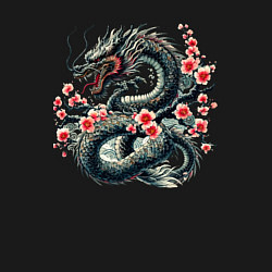 Свитшот хлопковый мужской Japanese dragon and sakura - irezumi, цвет: черный — фото 2