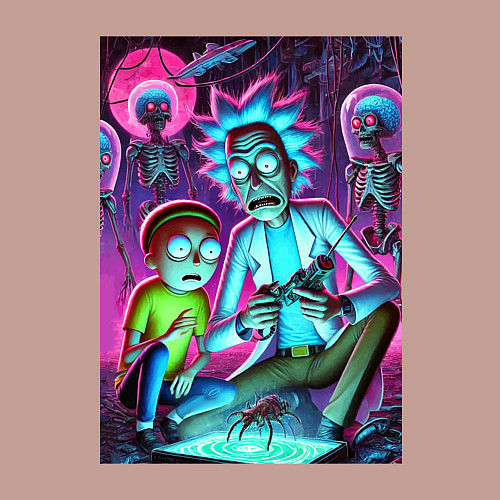 Мужской свитшот Рик и Морти изучают инопланетное насекомое / Пыльно-розовый – фото 3