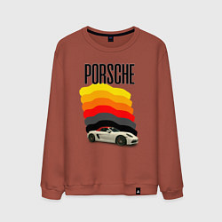 Мужской свитшот Автомобиль Porsche на фоне флага ФРГ