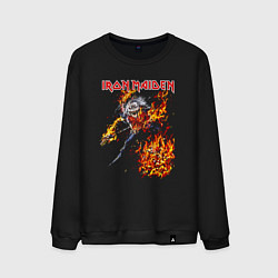 Свитшот хлопковый мужской Iron Maiden Eddie in Flames, цвет: черный
