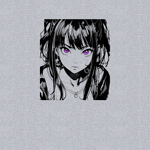 Мужской свитшот Девушка с фиалковыми глазами / Меланж – фото 3