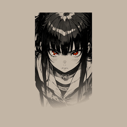 Мужской свитшот Девушка с красными глазами / Миндальный – фото 3