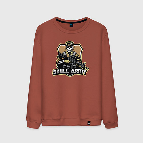 Мужской свитшот Skull army / Кирпичный – фото 1