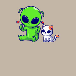 Свитшот хлопковый мужской Пришелец и питомец, цвет: миндальный — фото 2